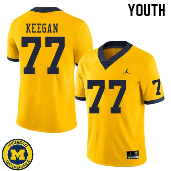 Youth Michigan Wolverines #77 Trevor Keegan Yellow College Game Jersey